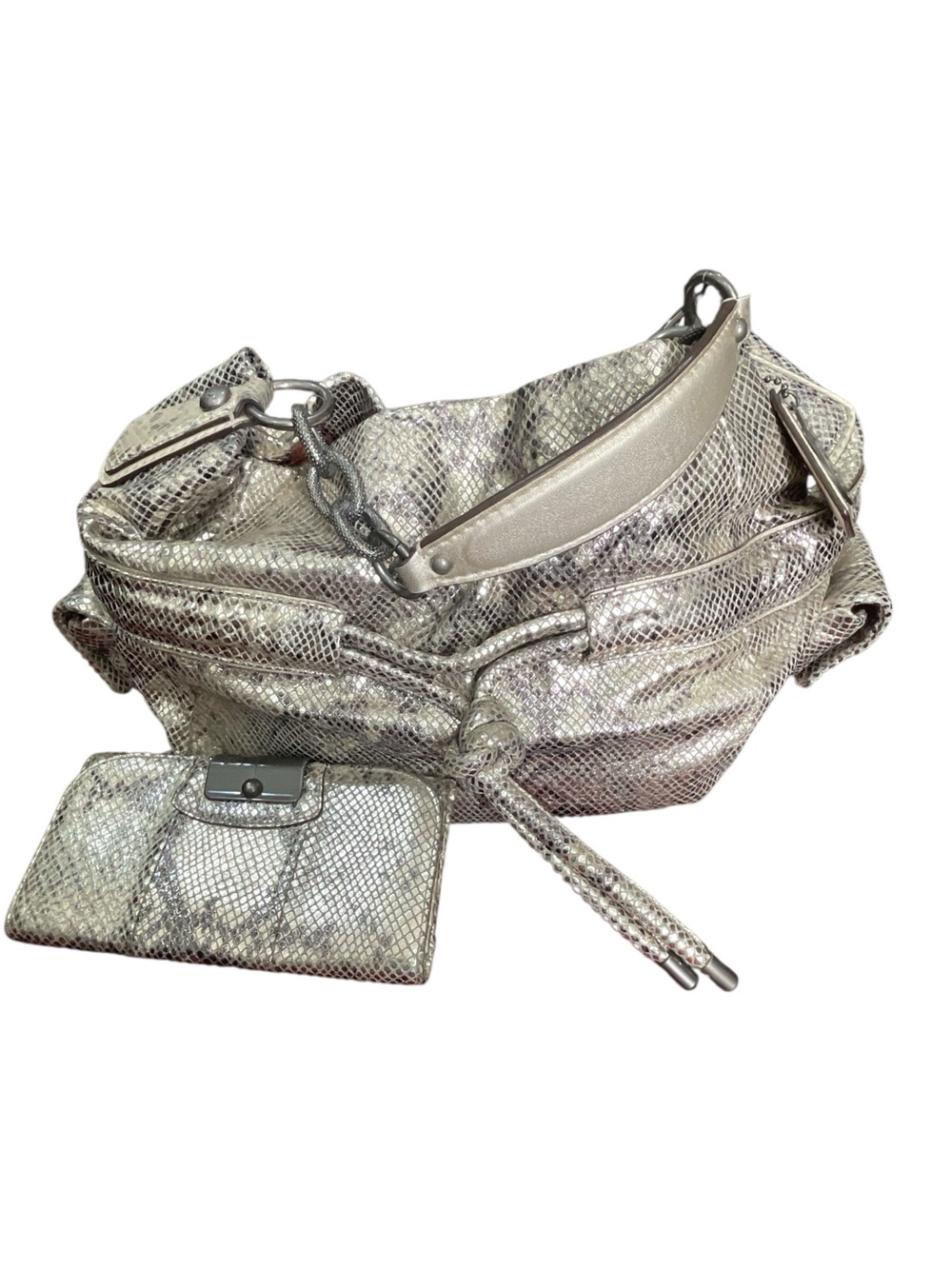 RARE Coach Kristin Metallic Python Hobo Bag & Matching Wallet Set